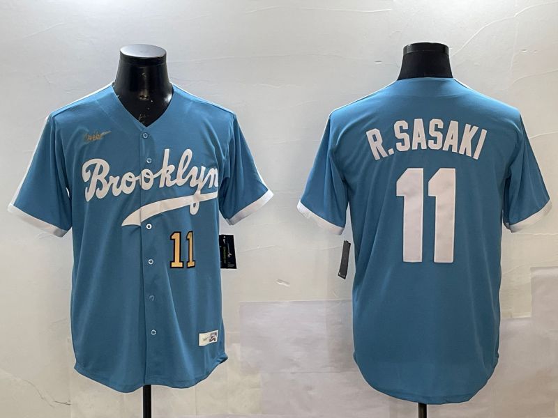 Men Los Angeles Dodgers 11 R.Sasaki Light Blue Fashion Game 2025 Nike MLB Jersey style 5